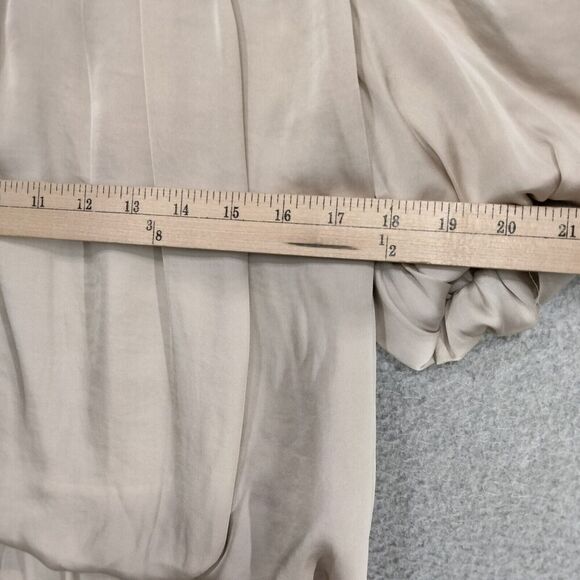 ASTR Blouse Wmns Small Champagne Blouson Bubble Hem Pleated Short Sleeve Lined - Picture 6 of 13